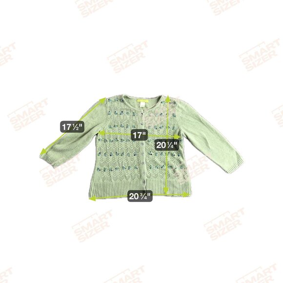 Sigrid Olsen Cardigan Sweater Women MP Beaded Green Fairy Floral Silk Cotton - Picture 2 of 7